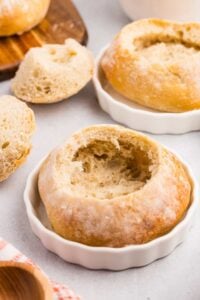 sourdough bread bowl hollowed out.