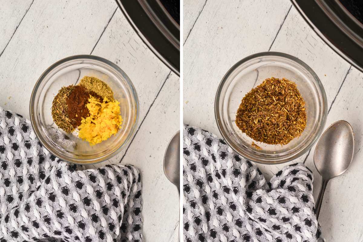 seasonings in bowl and mixed together.