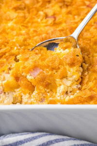 casserole in serving dish.