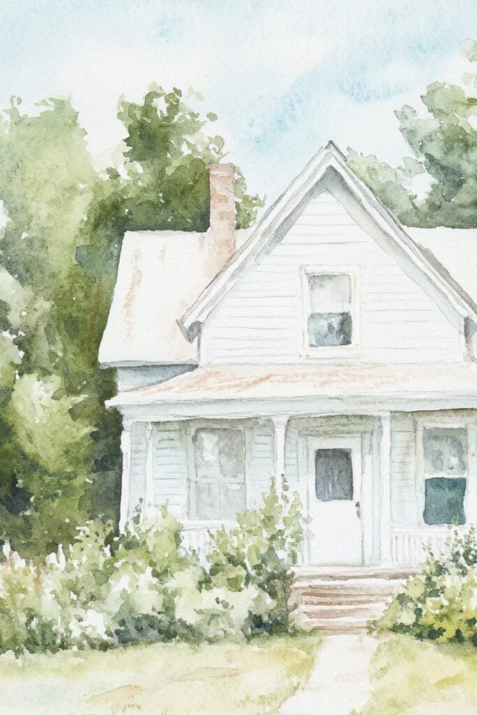 white country home with a peaked roof