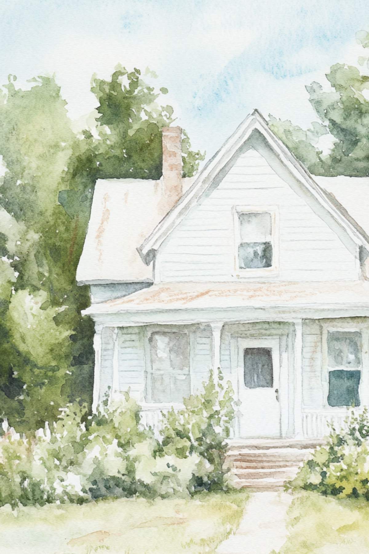 white country home with a peaked roof