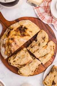 round loaf sliced board.