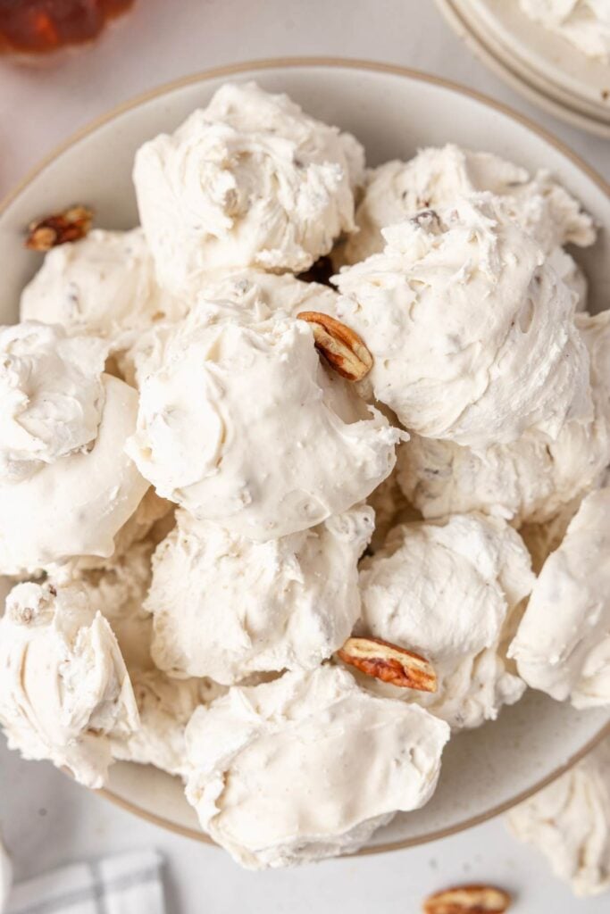 divinity candy in bowl on counter.