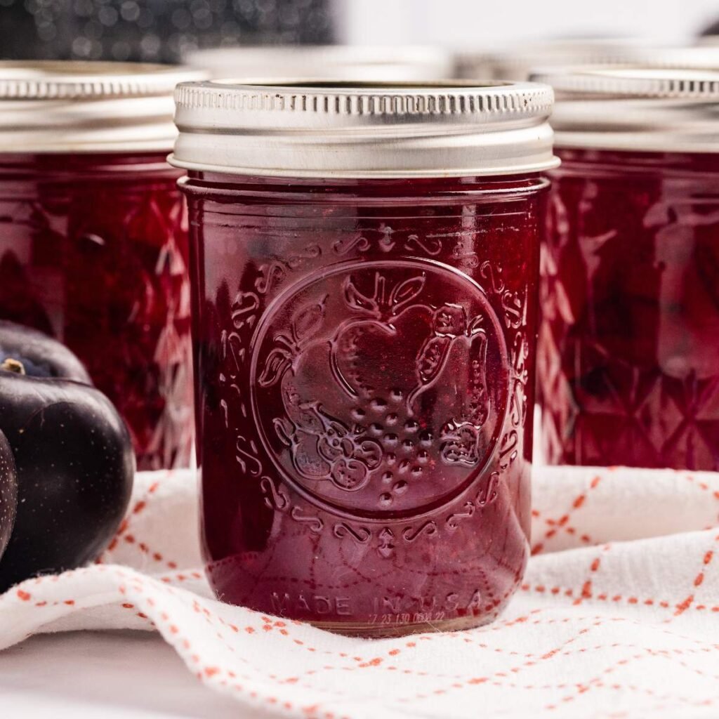 dark purple jars of jam.