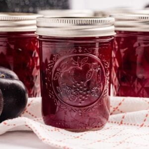 dark purple jars of jam.