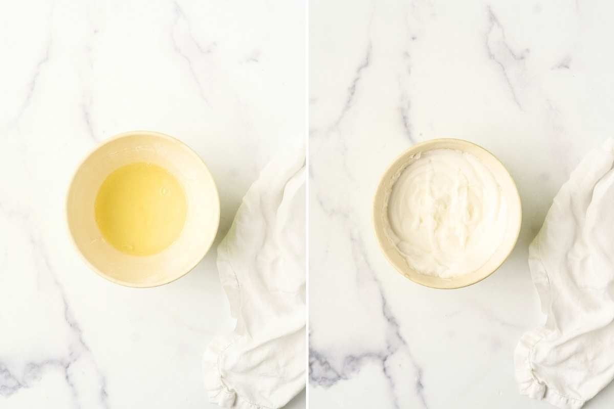 egg whites before and after beating.