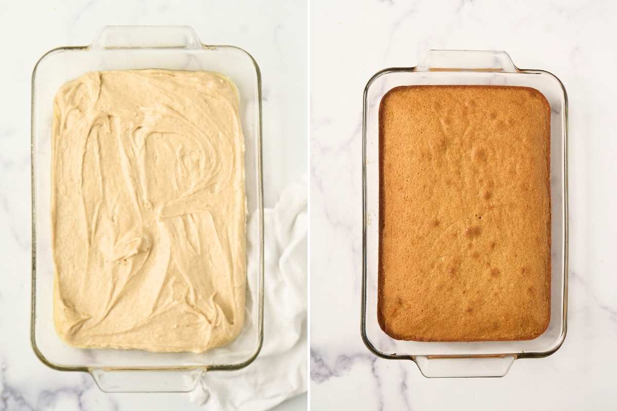 batter before and after baking.