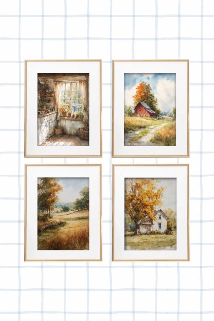 mockup of 4 framed fall images.