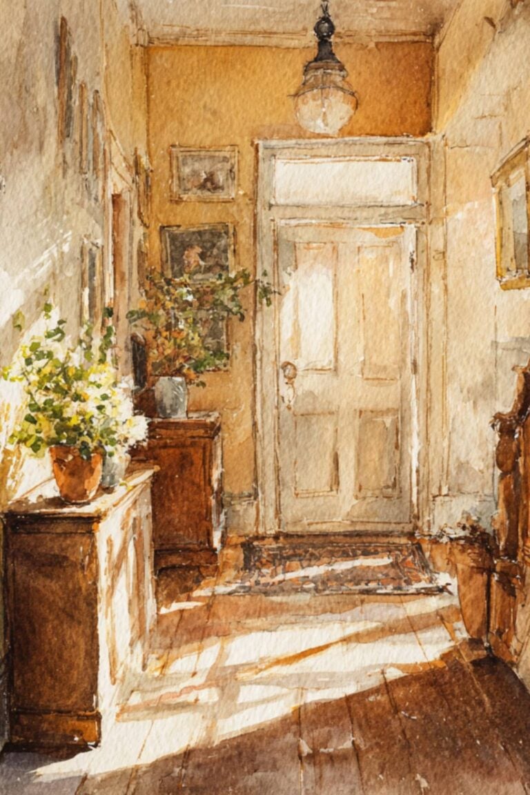 sunny hallway front entry.