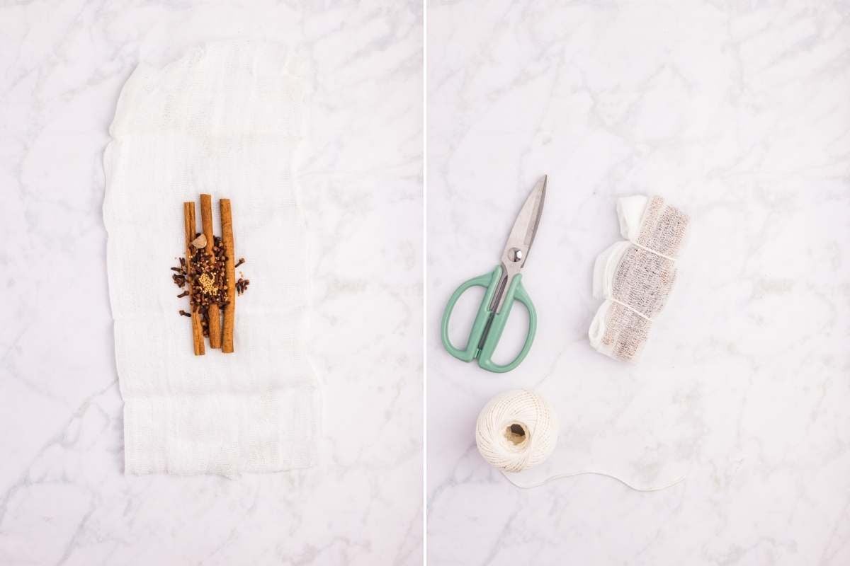 cheesecloth bag of spices.