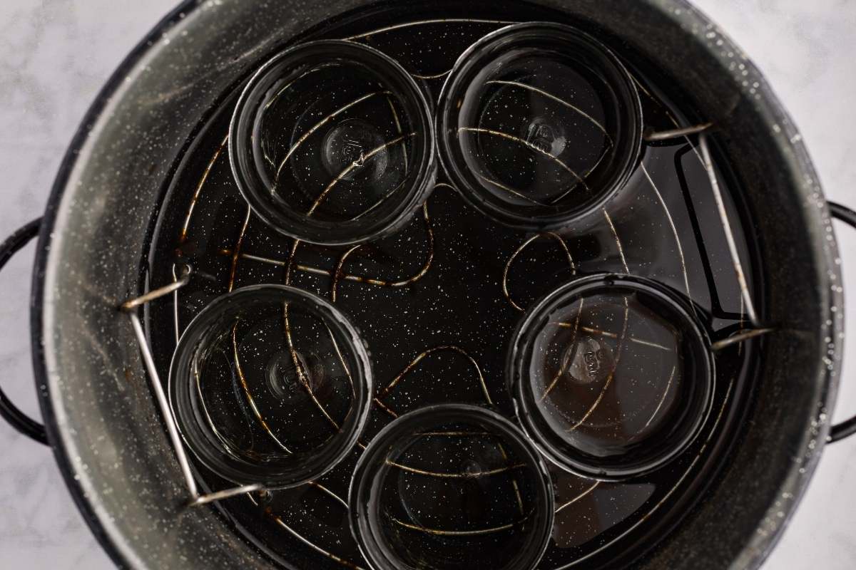 empty jars in hot water.