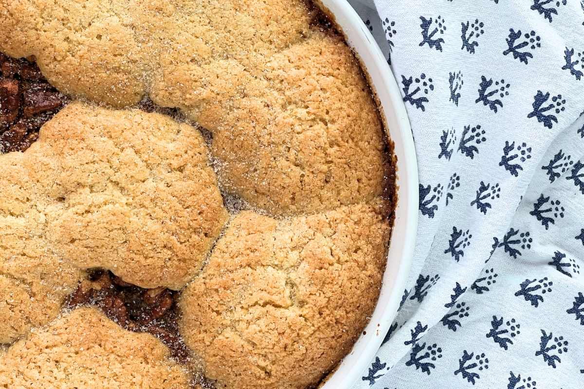 finished cobbler removed from oven.