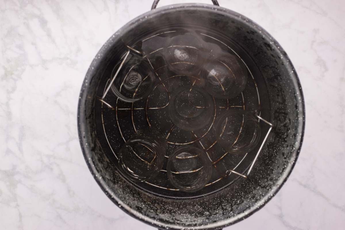 hot, empty jars in waterbath canner.