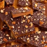 close up of homemade toffee.