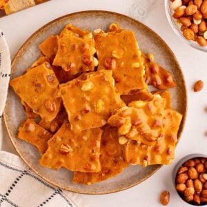 plate of finished peanut brittle