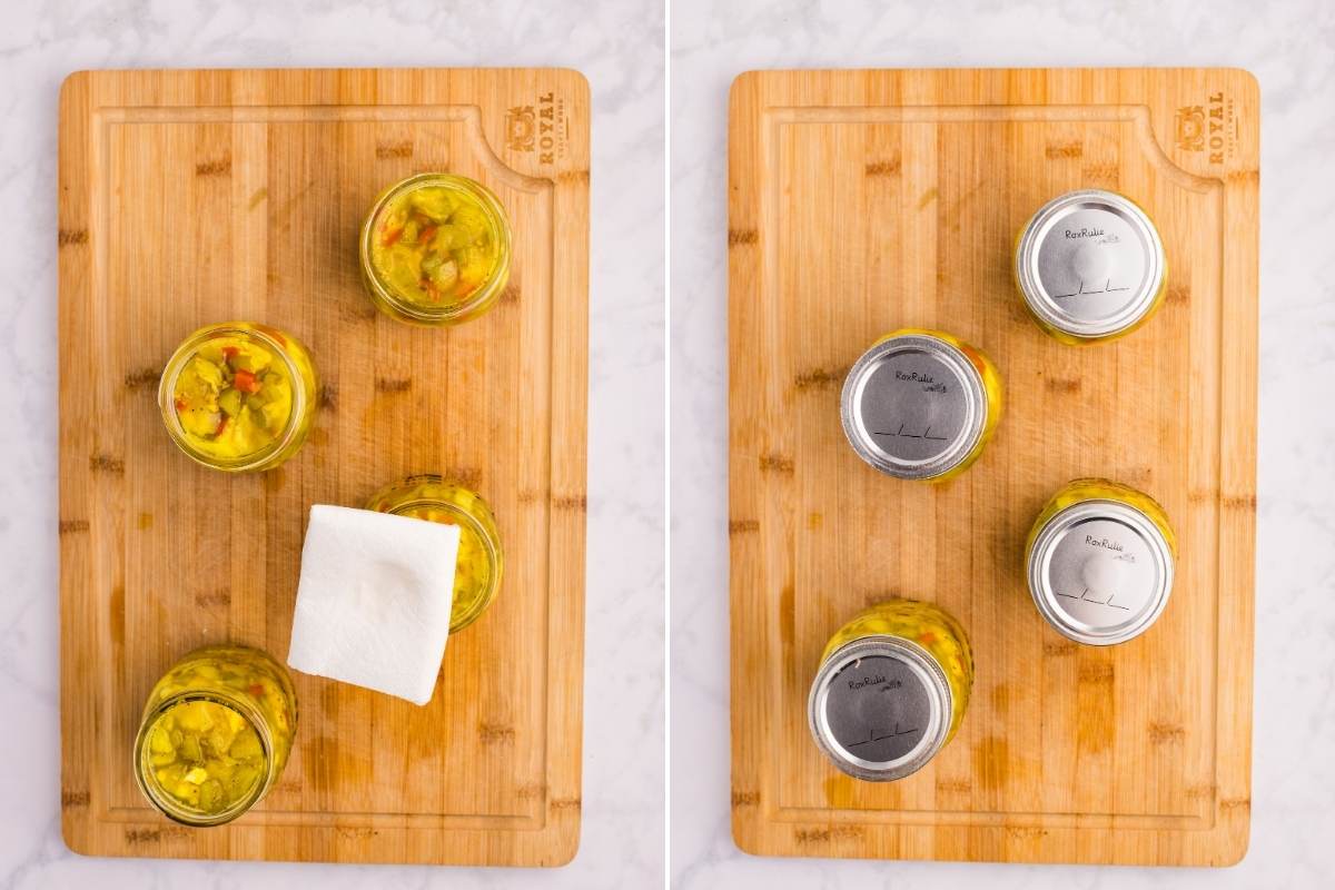 jars with lids before canning.