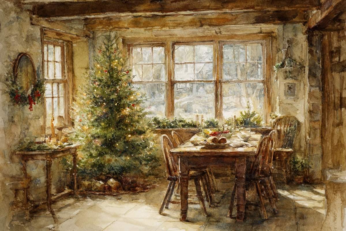 kitchen at christmas time