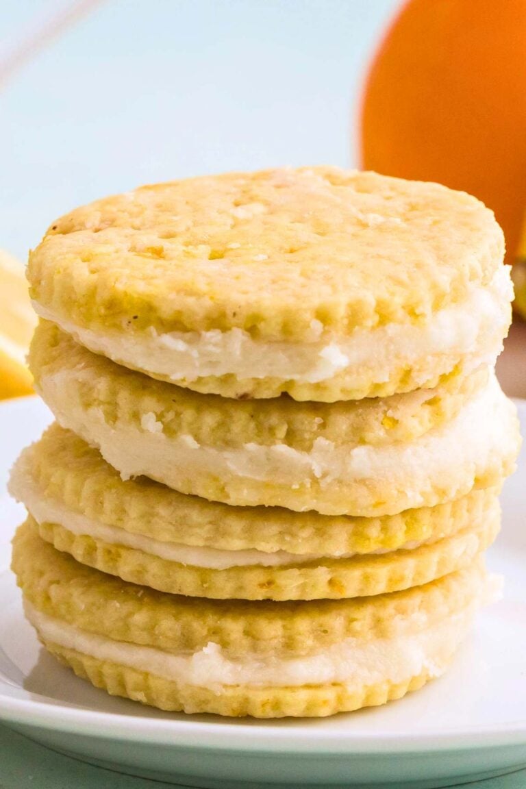 Lemon Shortbread Sandwich Cookies with Buttercream Filling
