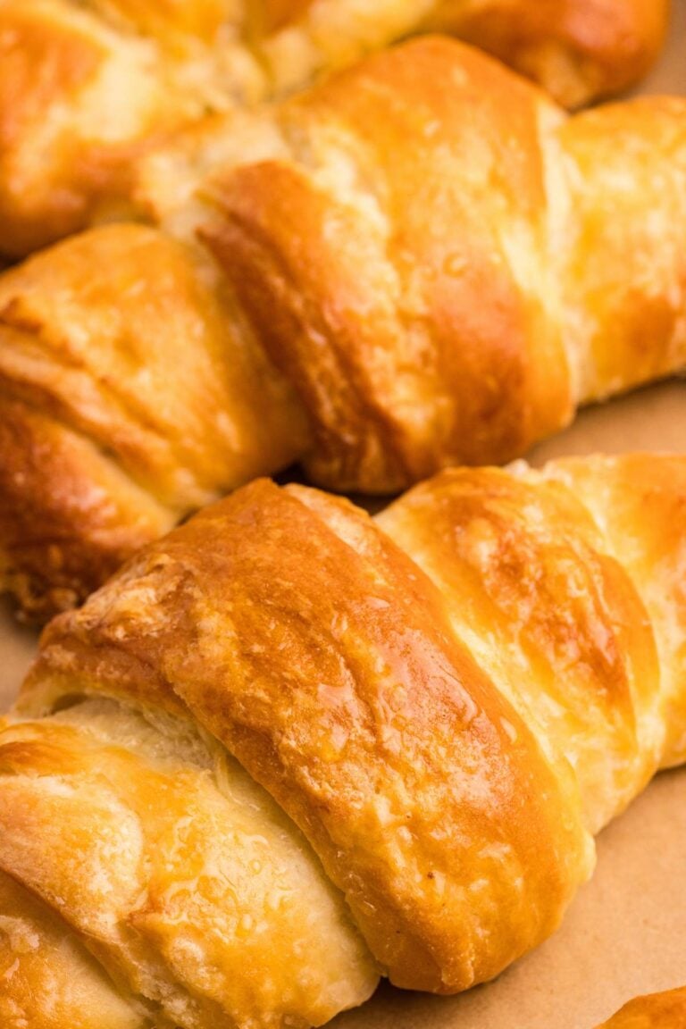 close up homemade croissants.