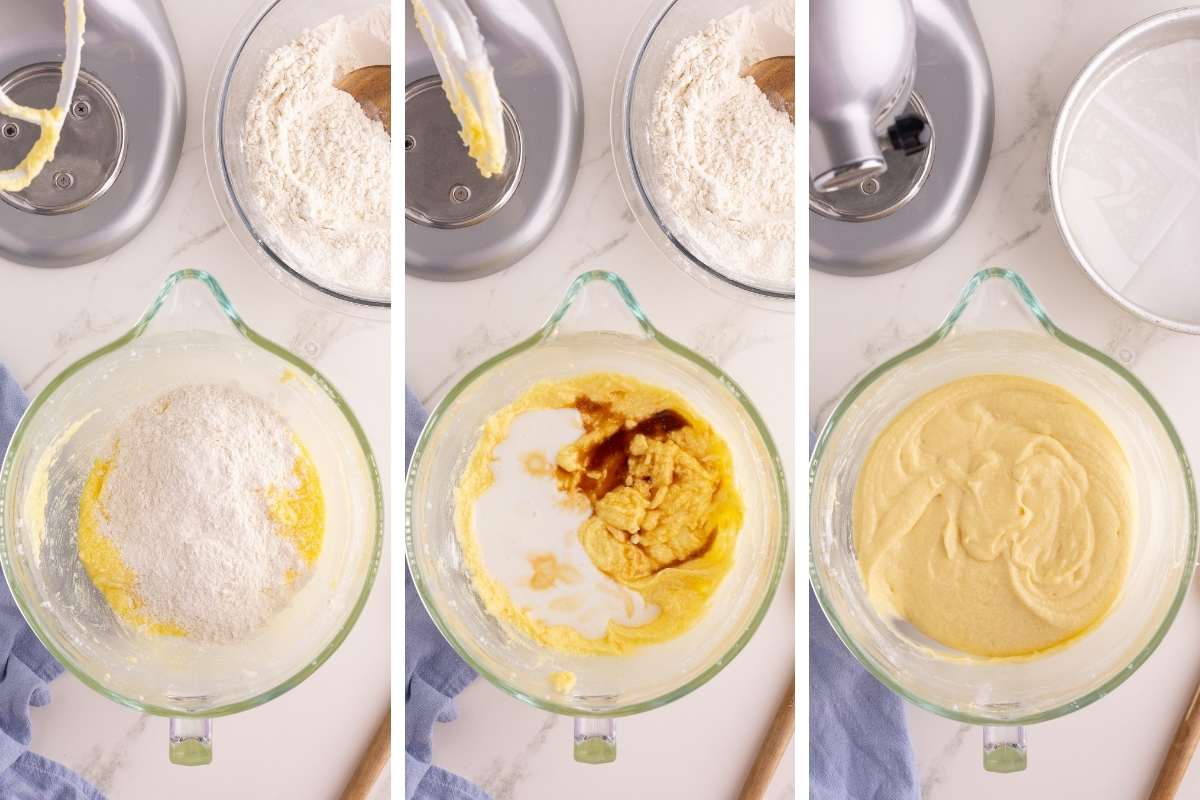 3 process images showing finished batter at end.