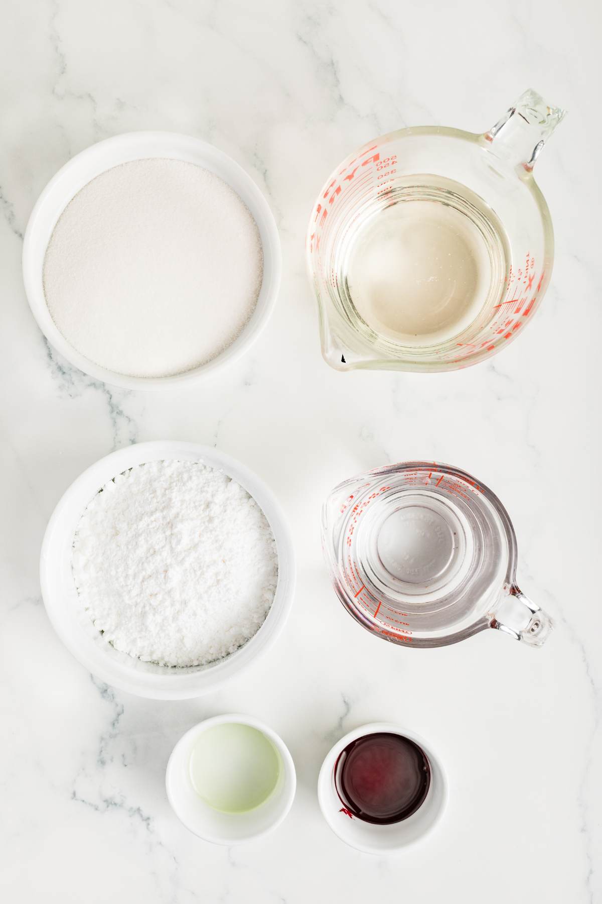 ingredients measured and placed on marble slad