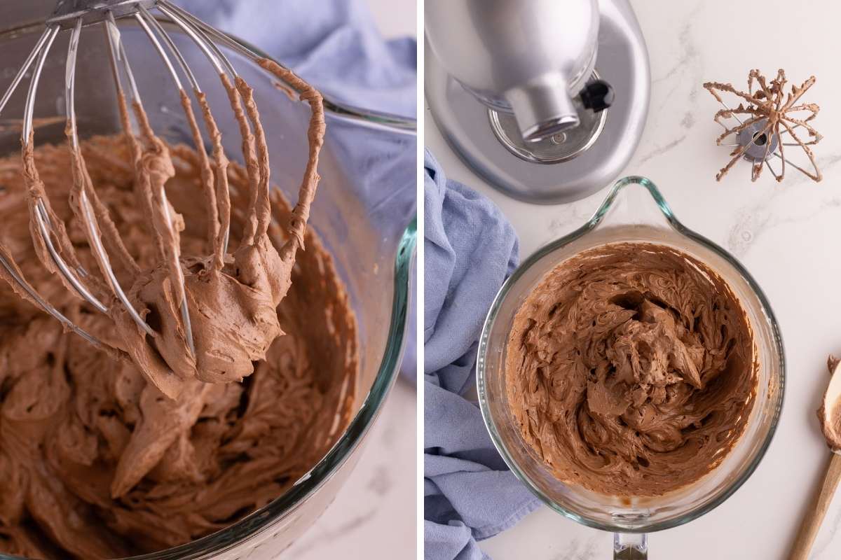 whipped ganache on whisk attachment.