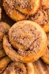 Stack of finished morning buns close-ups.