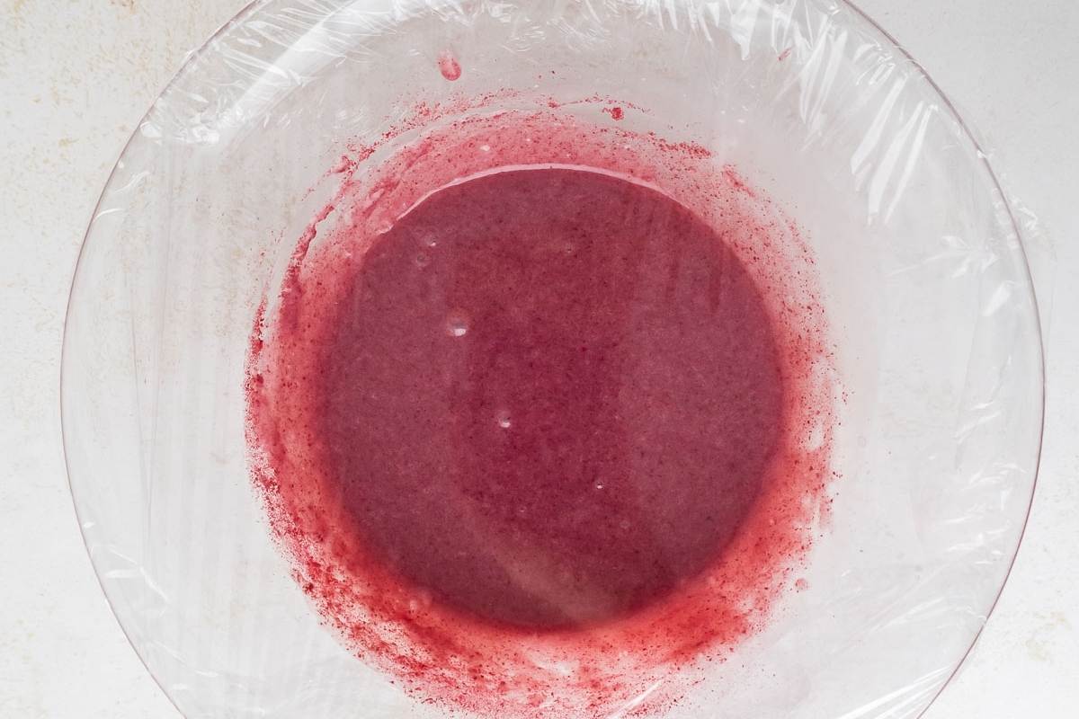 covered glass bowl of truffle filling.