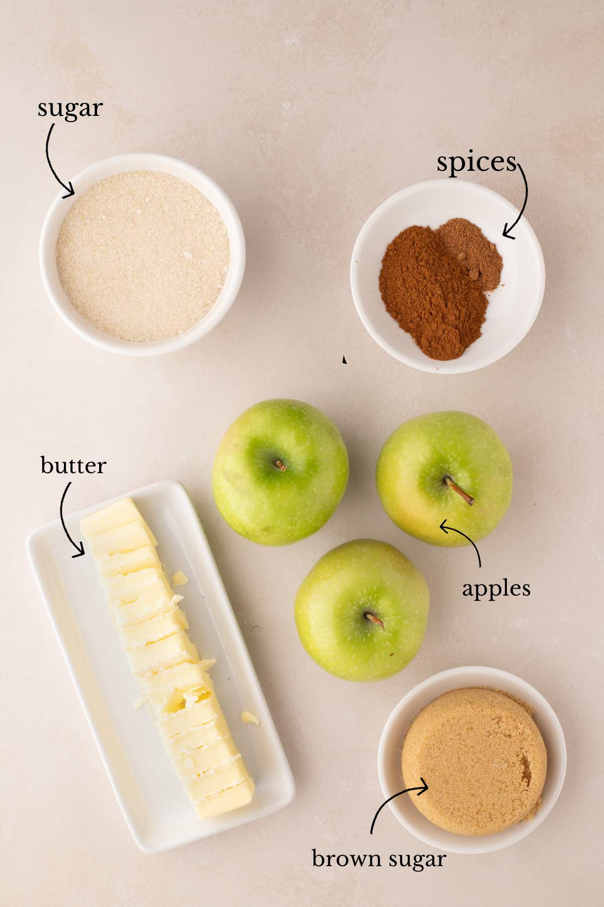 labeled ingredients on white counter.