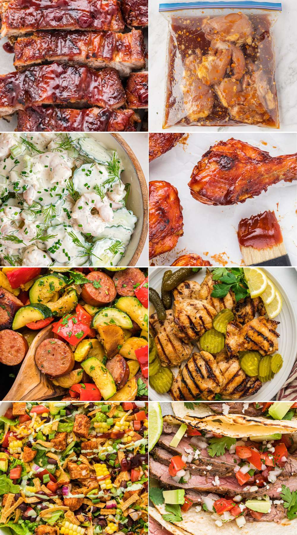 grid of summer dinner recipes.