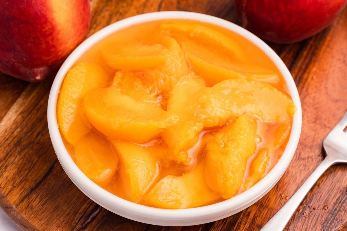 plated canned peaches.