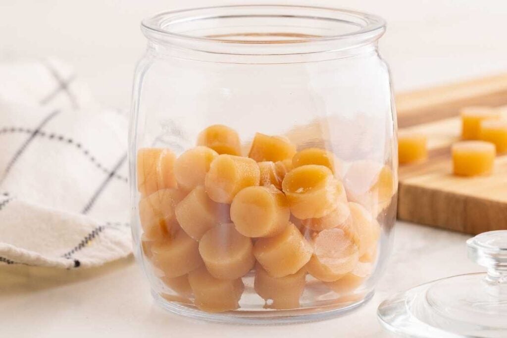 Butterscotch candies in jar