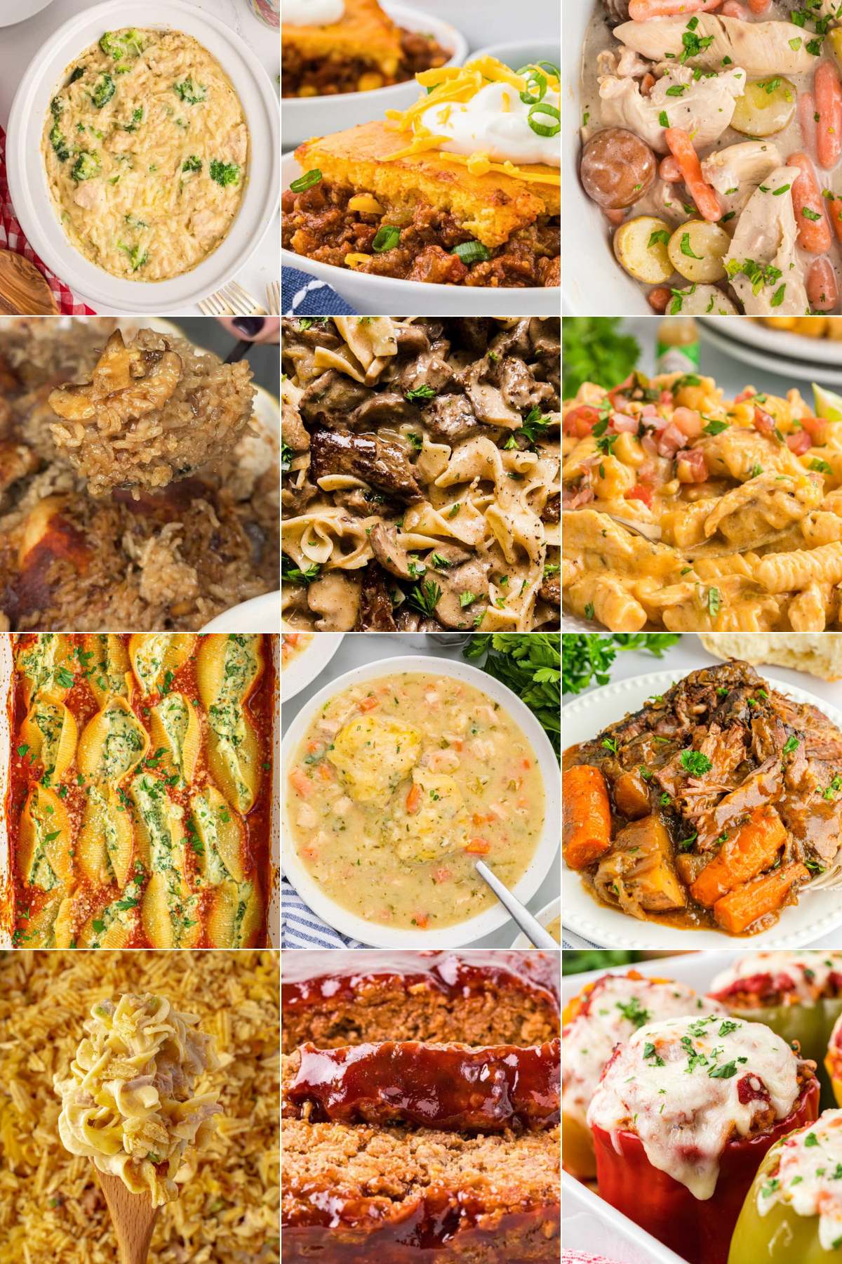 grid of homemade dinner recipes.
