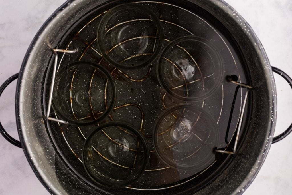 Empty jars in hot water