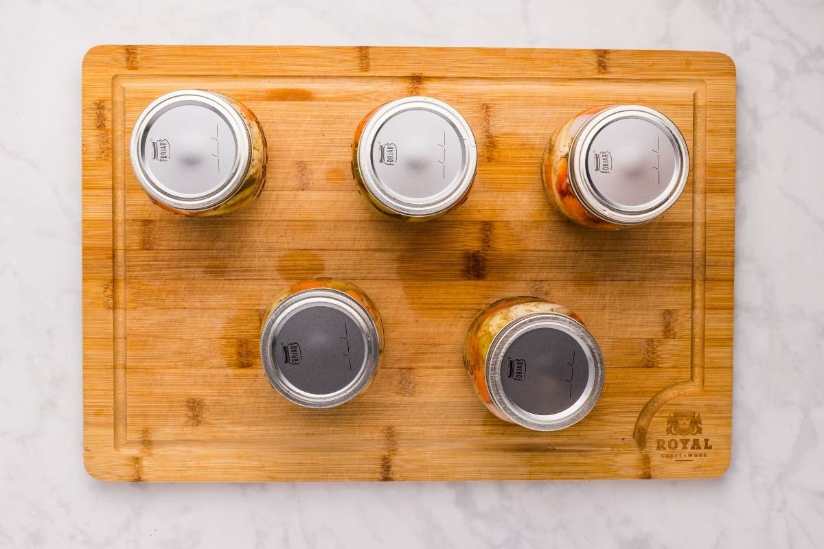 jars with lids, before processing.