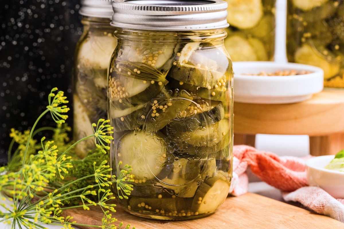 canned pickles in a jar