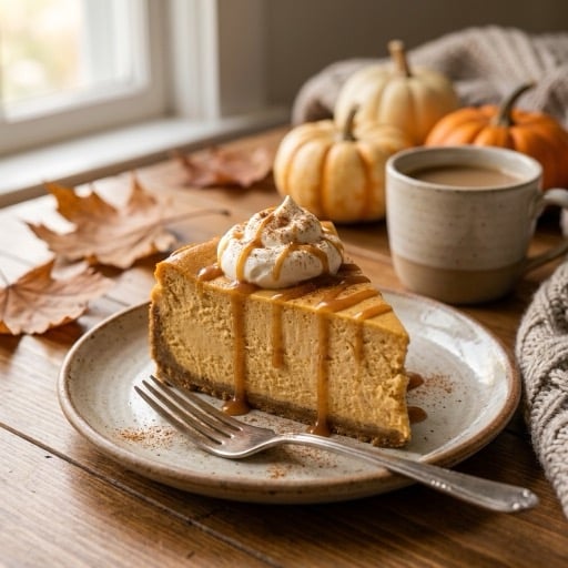 slice of pumpkni cheesecake