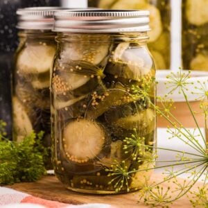 pint jars of homemade pickles.