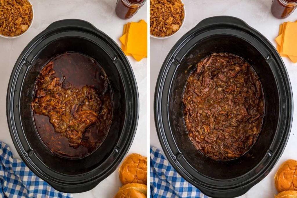 meat before and after shredding