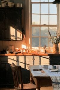 Country Kitchen on sunny winter day.