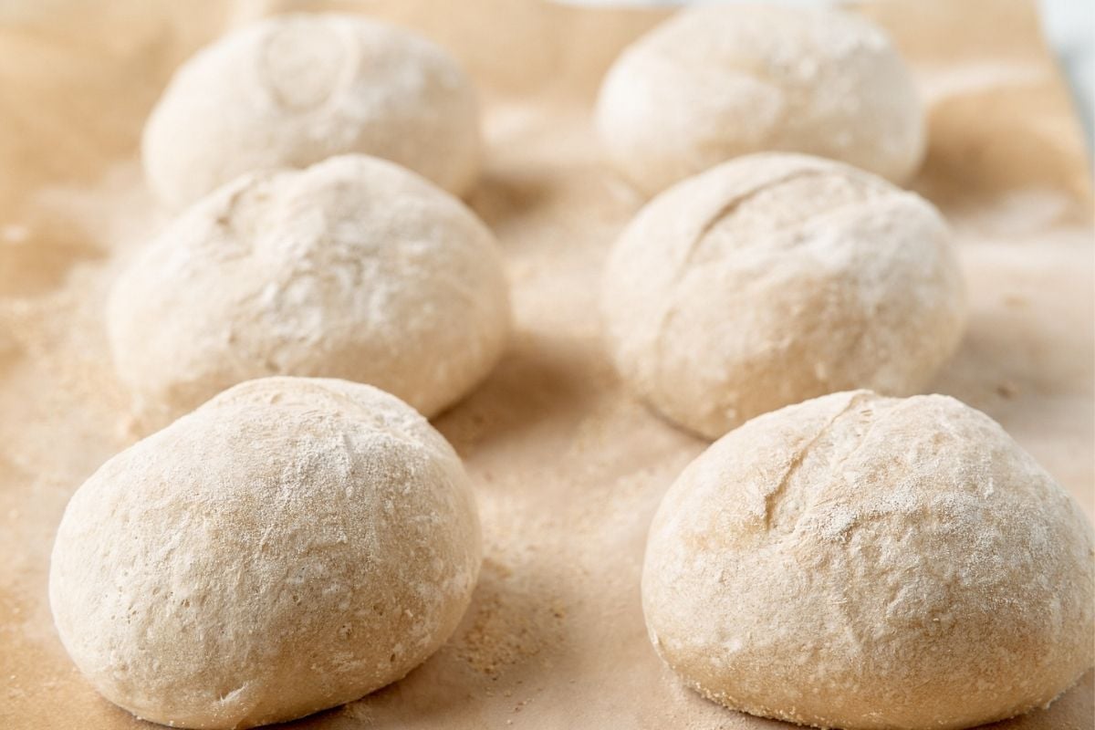 finished rolls arranged on sheet.