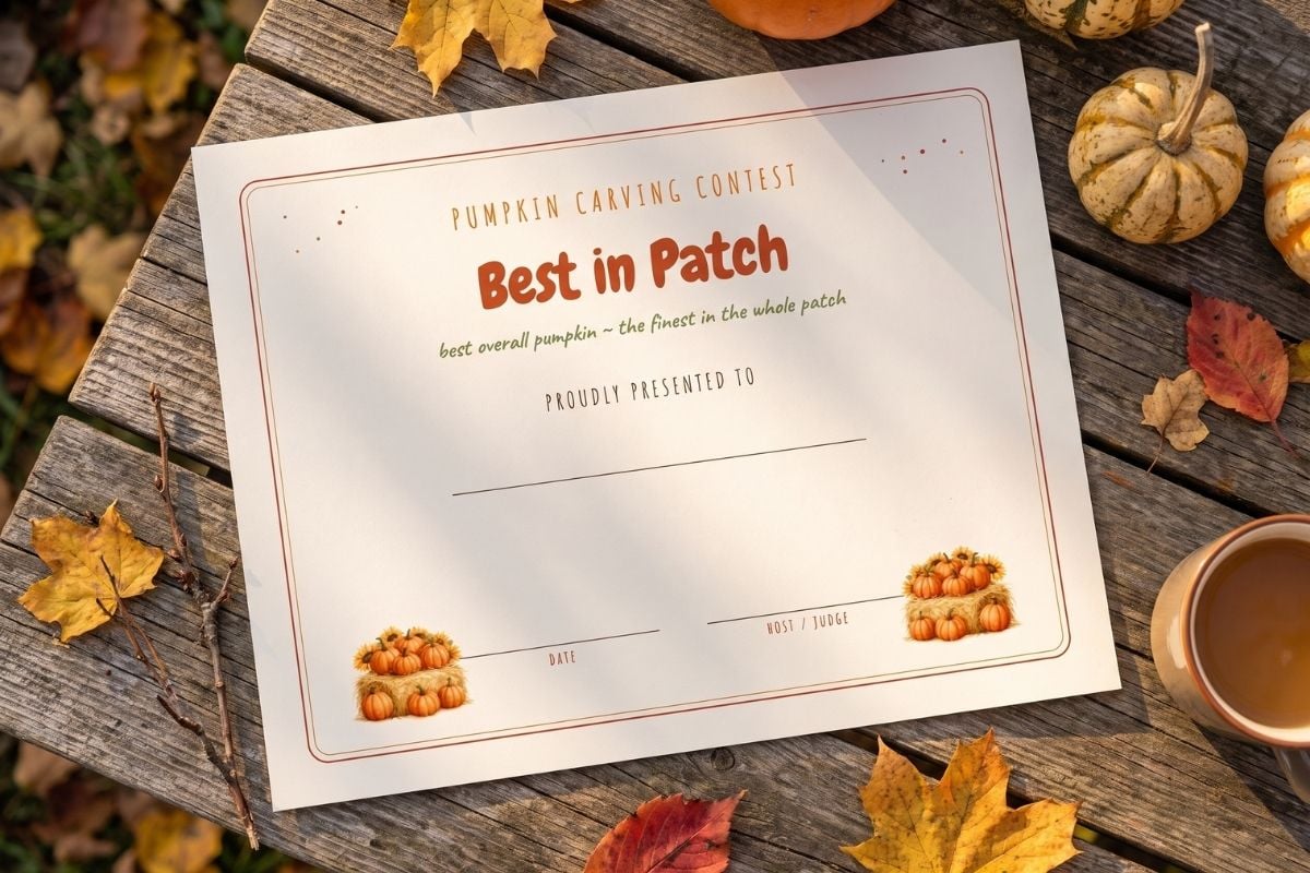 mockup of winning pumpkin carving certificate