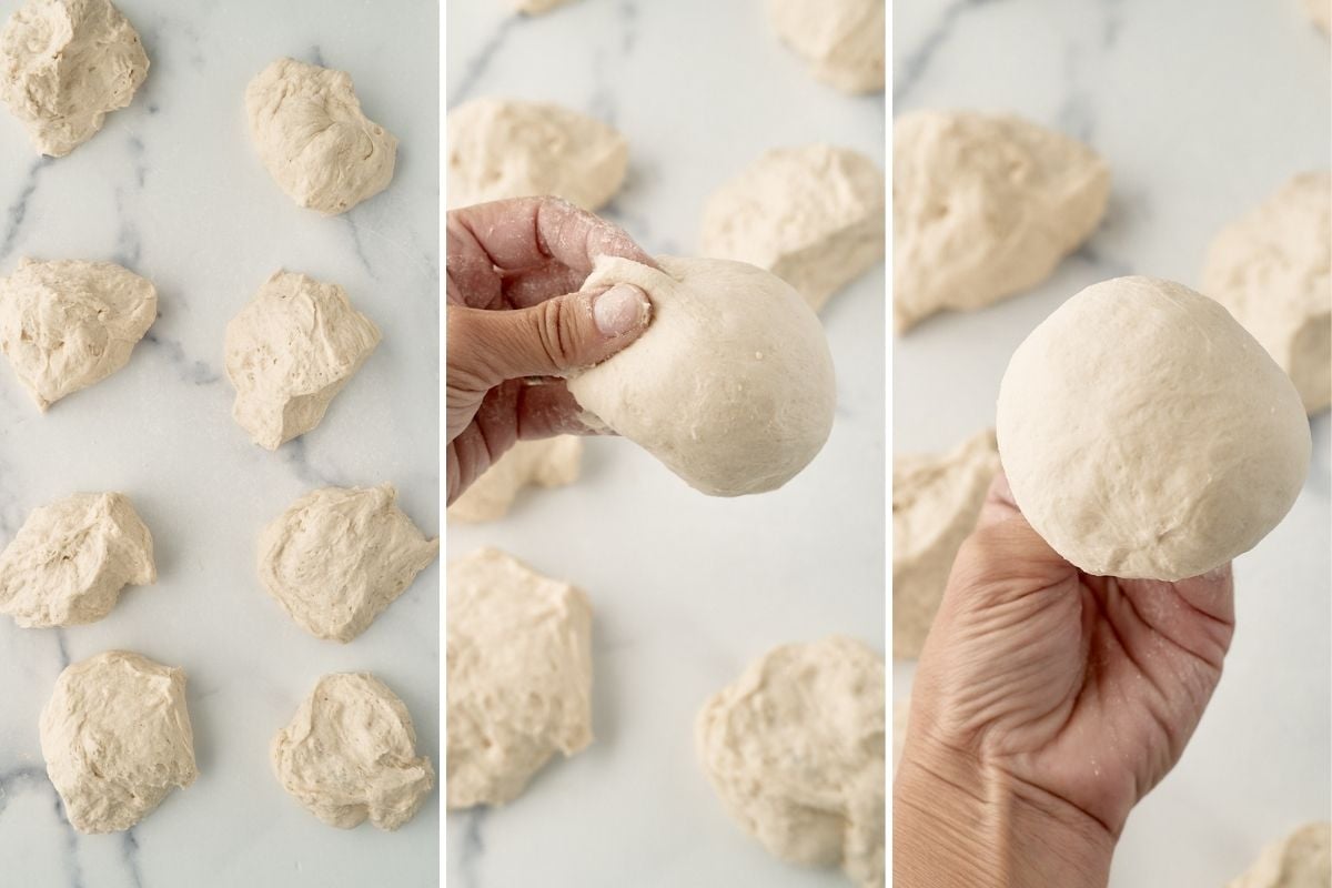 3 steps of shaping rolls.