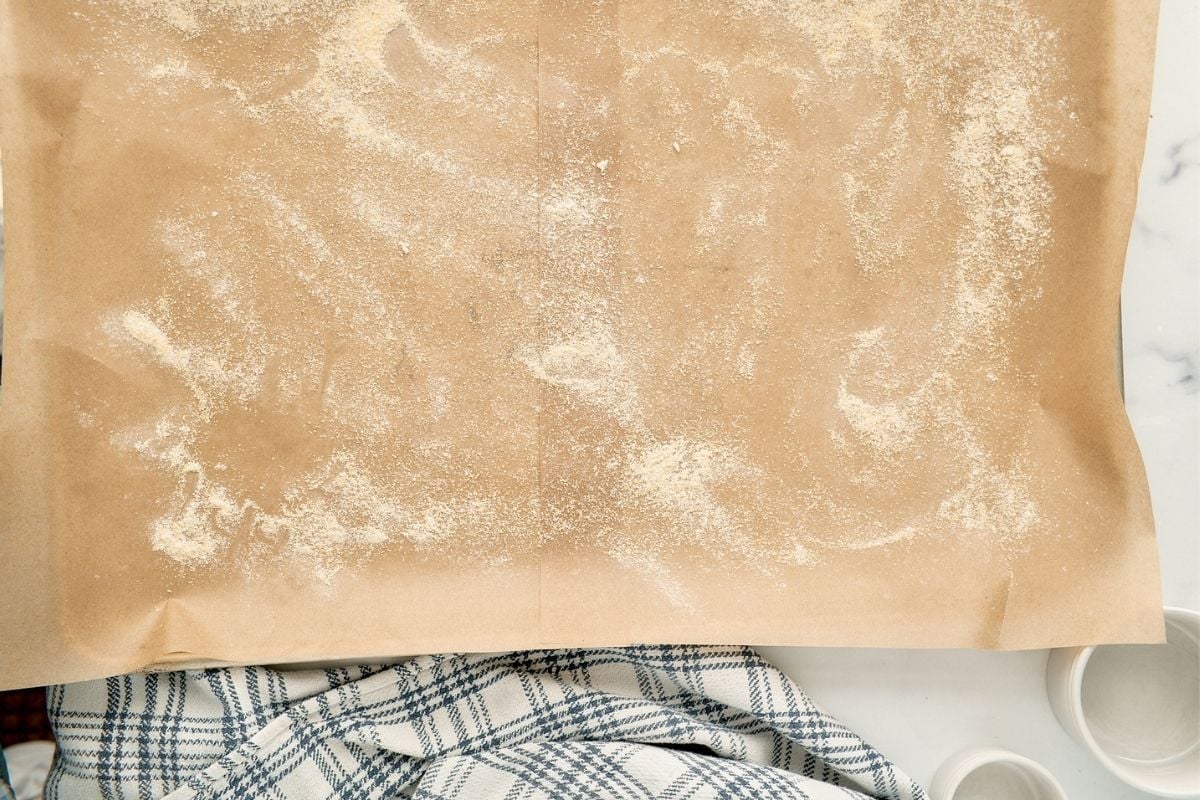 baking sheet lined with parhcment.