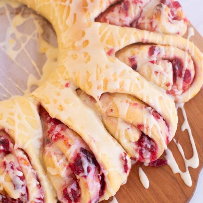 baked wreath pastry with berries 