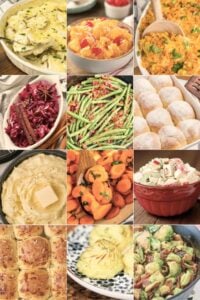 grid of twelve old fashioned christmas side dishes